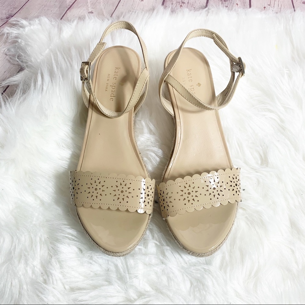 Kate Spade Mennie Ankle Strap Wedges Size 7.5 - Picture 2 of 7